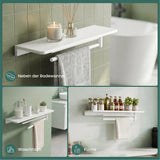 glasvilla Duschablage zum Bohren, Duschregal mit 2 Handtuchstangen aus Aluminiumlegierung, Badezimmerablage zur Wandmontage, Badezimmer Organizer  Reglo-19