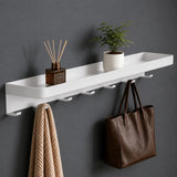 glasvilla Wandgarderobe mit Ablage, Garderobenleiste  50cm, Reglo-20 | Inkl.7 Garderobenhaken; als Wandhaken oder Kleiderhaken, Klebe- oder Bohrmontage, für Bad, Küche, Flur