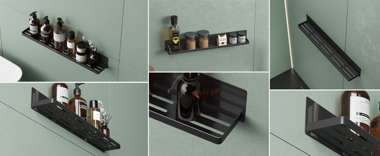 glasvilla Étagère de douche sans perçage, Étagère de douche magnétique, Étagère de salle de bain murale autocollante 60cm Reglo-01