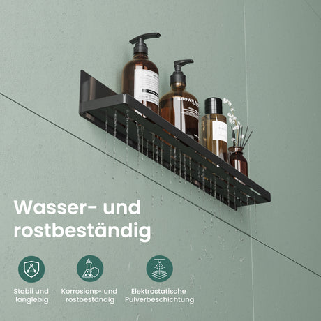 glasvolla Duschablage ohne Bohren, Duschregal magnetisch, selbstklebende Badezimmerablage zur Wandmontage 60cm Reglo-01