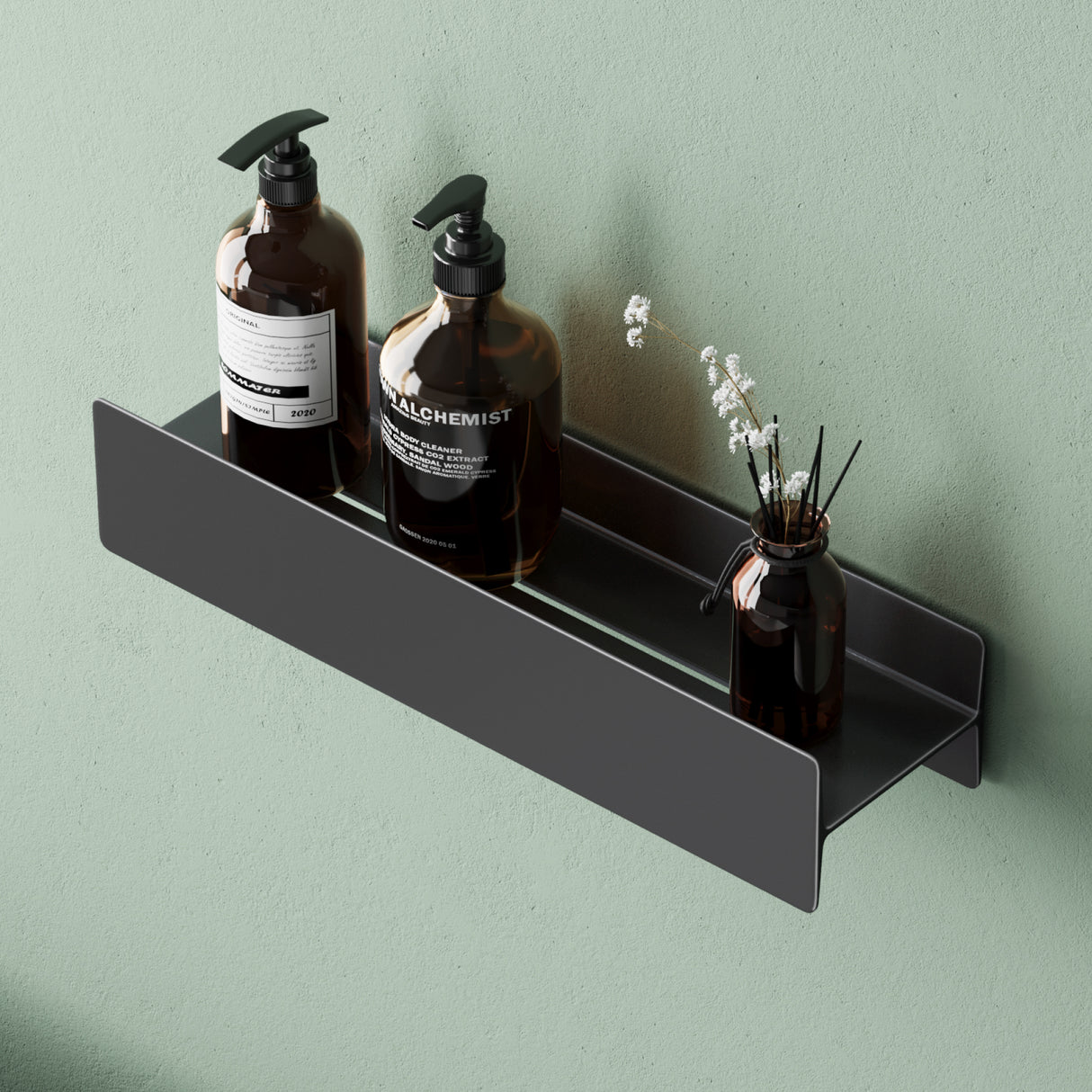 glasvolla Duschablage zum Bohren oder Kleben Duschregal Badablage 40cm Badezimmerablage zur Wandmontage Badezimmer Organizer Reglo-03