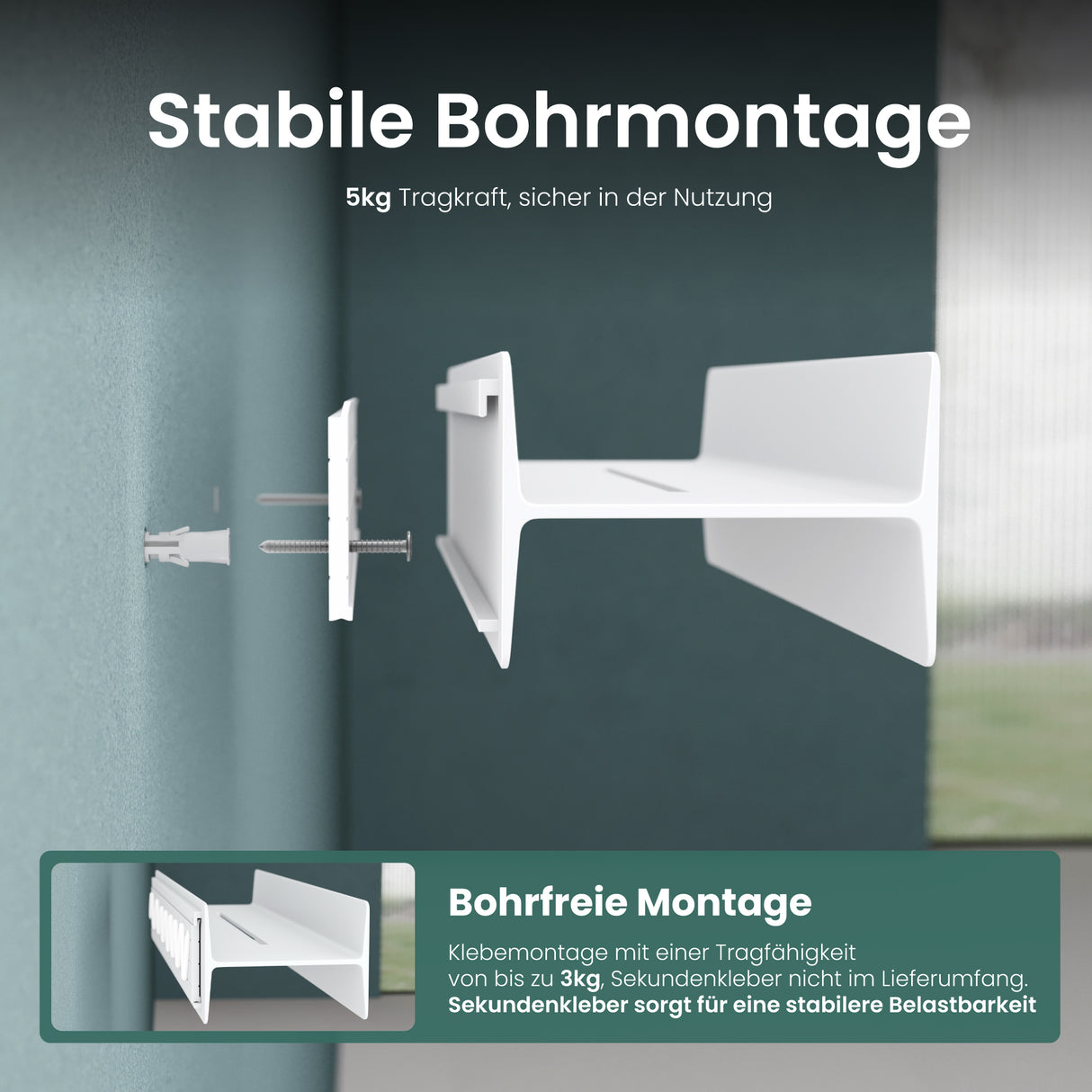 glasvolla Duschablage zum Bohren oder Kleben Duschregal Badablage 40cm Badezimmerablage zur Wandmontage Badezimmer Organizer Reglo-03