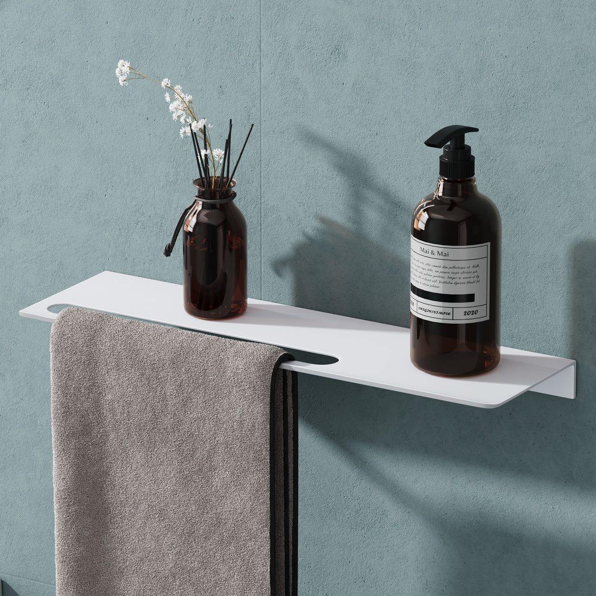 glasvolla Duschablage zum Bohren oder Kleben Duschregal Badablage aus Aluminium Badezimmerablage zur Wandmontage Badezimmer Organizer Reglo-06