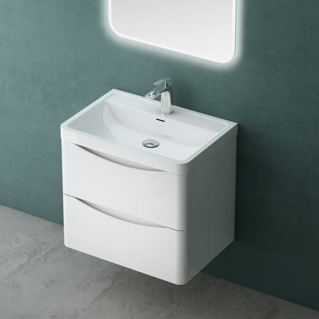 Ensemble de meubles de salle de bain Glasvilla avec meuble sous-vasque et tiroirs à fermeture amortie, lavabo inclus 60 cm Smile