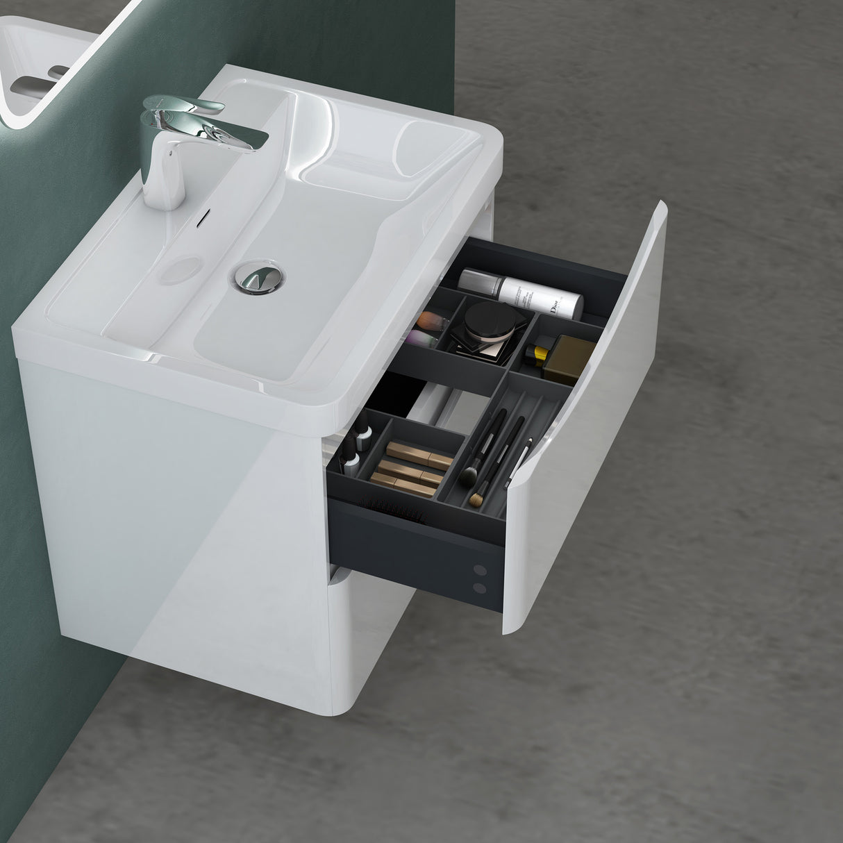 Ensemble de meubles de salle de bain Glasvilla avec meuble sous-vasque et tiroirs à fermeture amortie, lavabo inclus 60 cm Smile