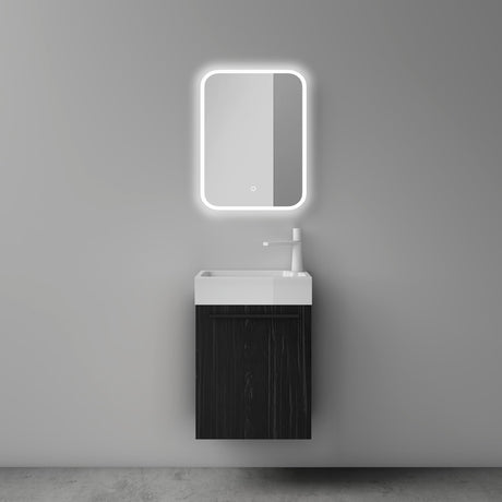 Ensemble de meubles de salle de bain Glasvilla Petit meuble sous-vasque 46 cm Meuble bas avec vasque blanche en fonte minérale pour WC invités Pisa