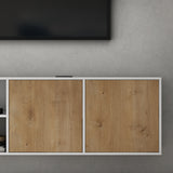 Meuble de rangement Glasvilla avec 3 portes et 2 compartiments, commode, buffet, beaucoup d'espace de rangement pour le salon Schrank02