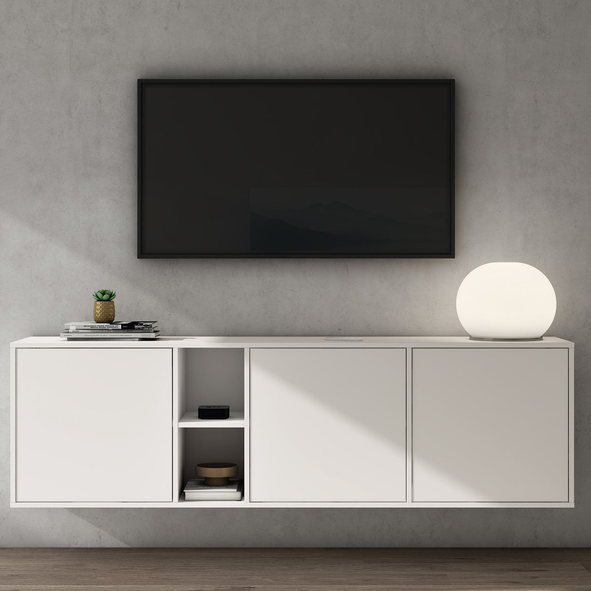 Meuble de rangement Glasvilla avec 3 portes et 2 compartiments, commode, buffet, beaucoup d'espace de rangement pour le salon Schrank02