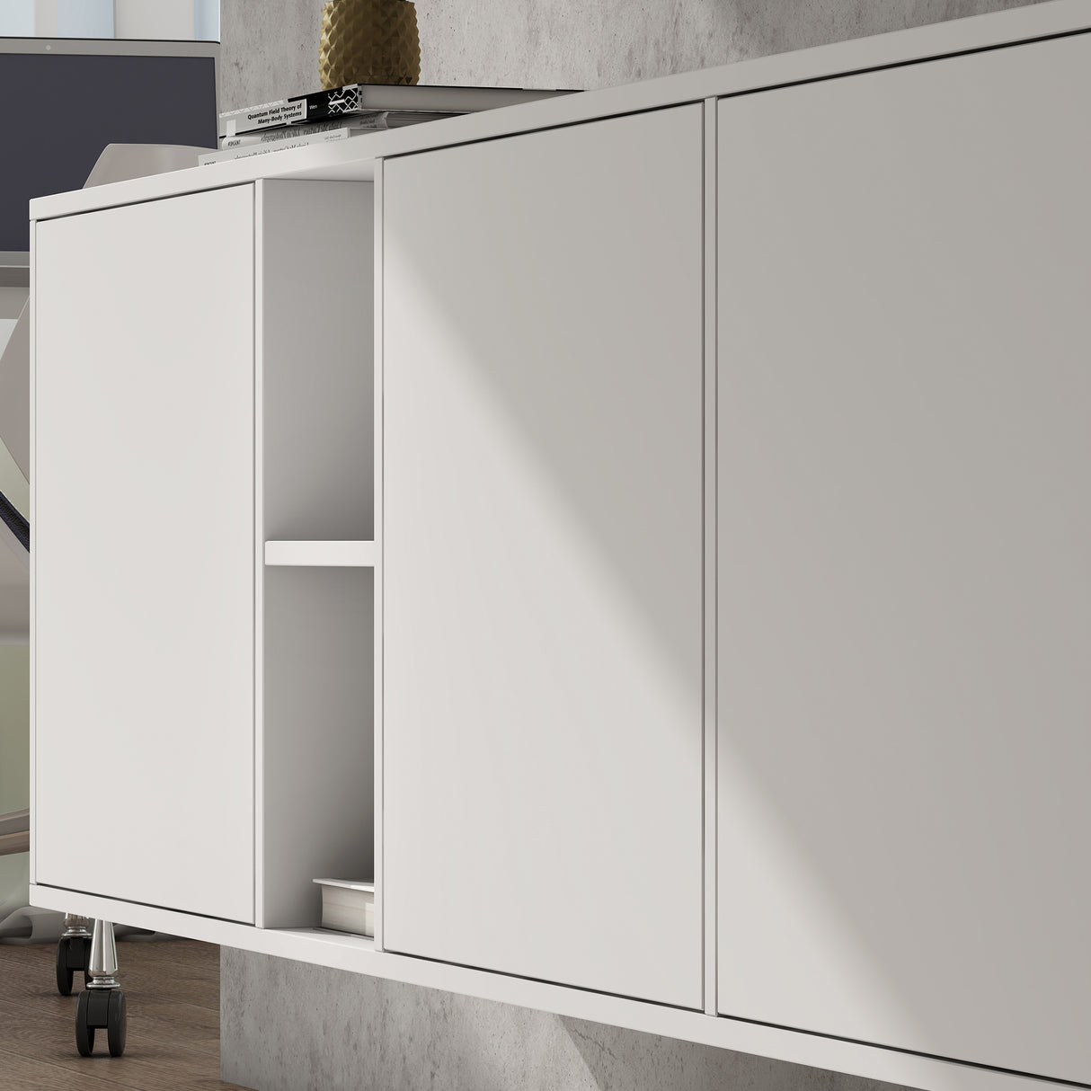 Meuble de rangement Glasvilla avec 3 portes et 2 compartiments, commode, buffet, beaucoup d'espace de rangement pour le salon Schrank02