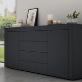 Buffet de rangement Glasvilla LTH : 167x36x70 cm avec 2 armoires et 4 tiroirs commode armoire polyvalente meuble cabinet03