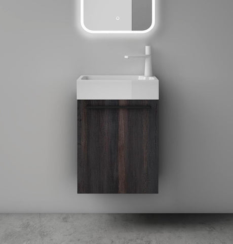 Ensemble de meubles de salle de bain Glasvilla Petit meuble sous-vasque 46 cm Meuble bas avec vasque blanche en fonte minérale pour WC invités Pisa