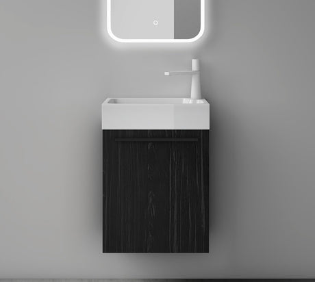 Ensemble de meubles de salle de bain Glasvilla Petit meuble sous-vasque 46 cm Meuble bas avec vasque blanche en fonte minérale pour WC invités Pisa