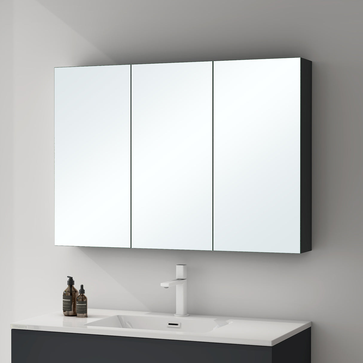 Armoire de toilette avec portes miroir Glasvilla, armoire de salle de bain murale, miroir de salle de bain, armoire miroir-02