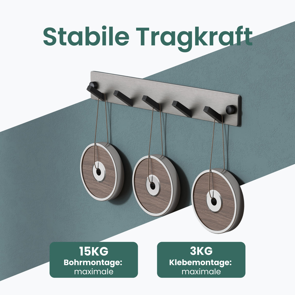 glasvilla Appendiabiti da Parete, Attaccapanni da Muro in Acciaio Inossidabile per Camera da Letto, Ingresso, Cucina, Stalo-04+05