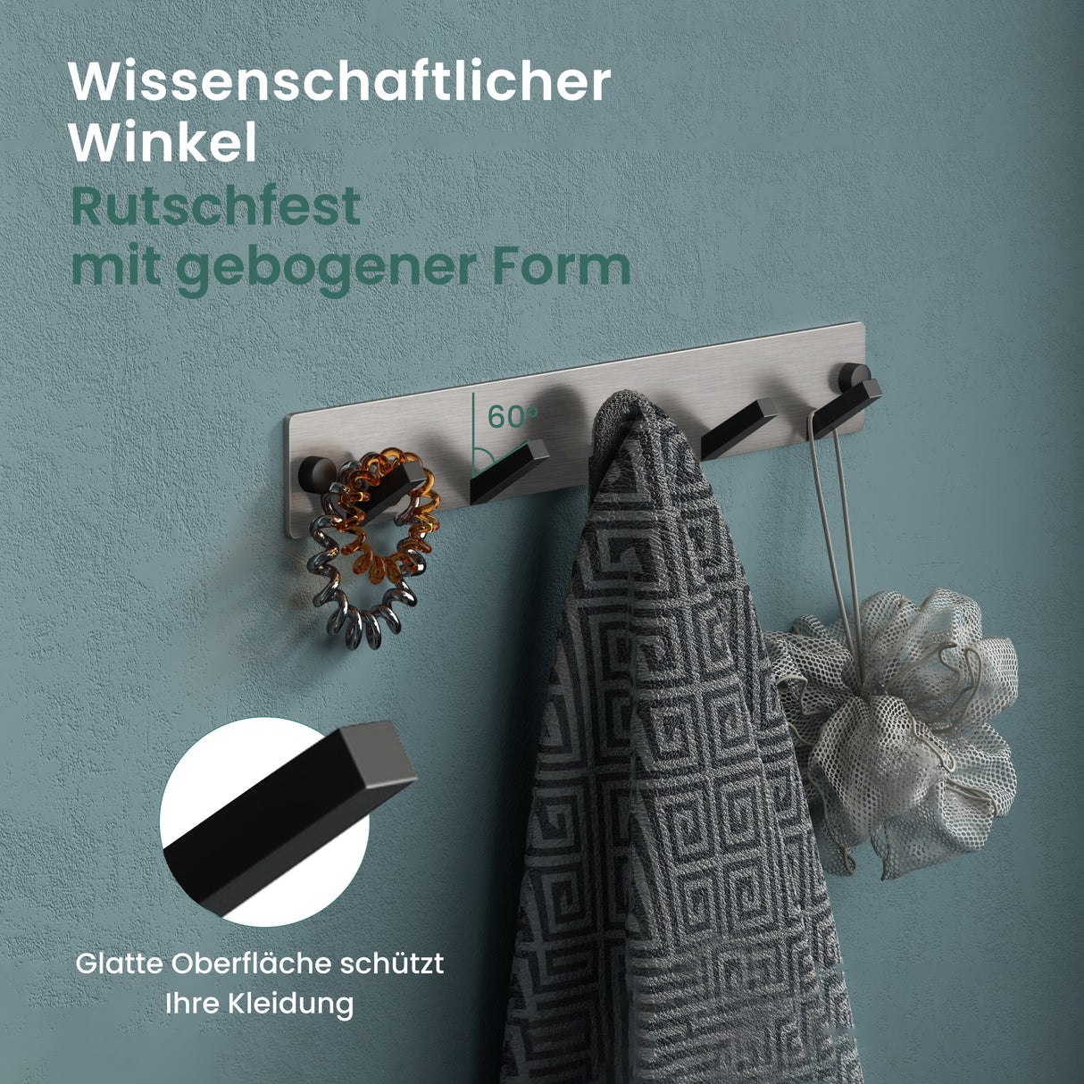 glasvilla Appendiabiti da Parete, Attaccapanni da Muro in Acciaio Inossidabile per Camera da Letto, Ingresso, Cucina, Stalo-04+05