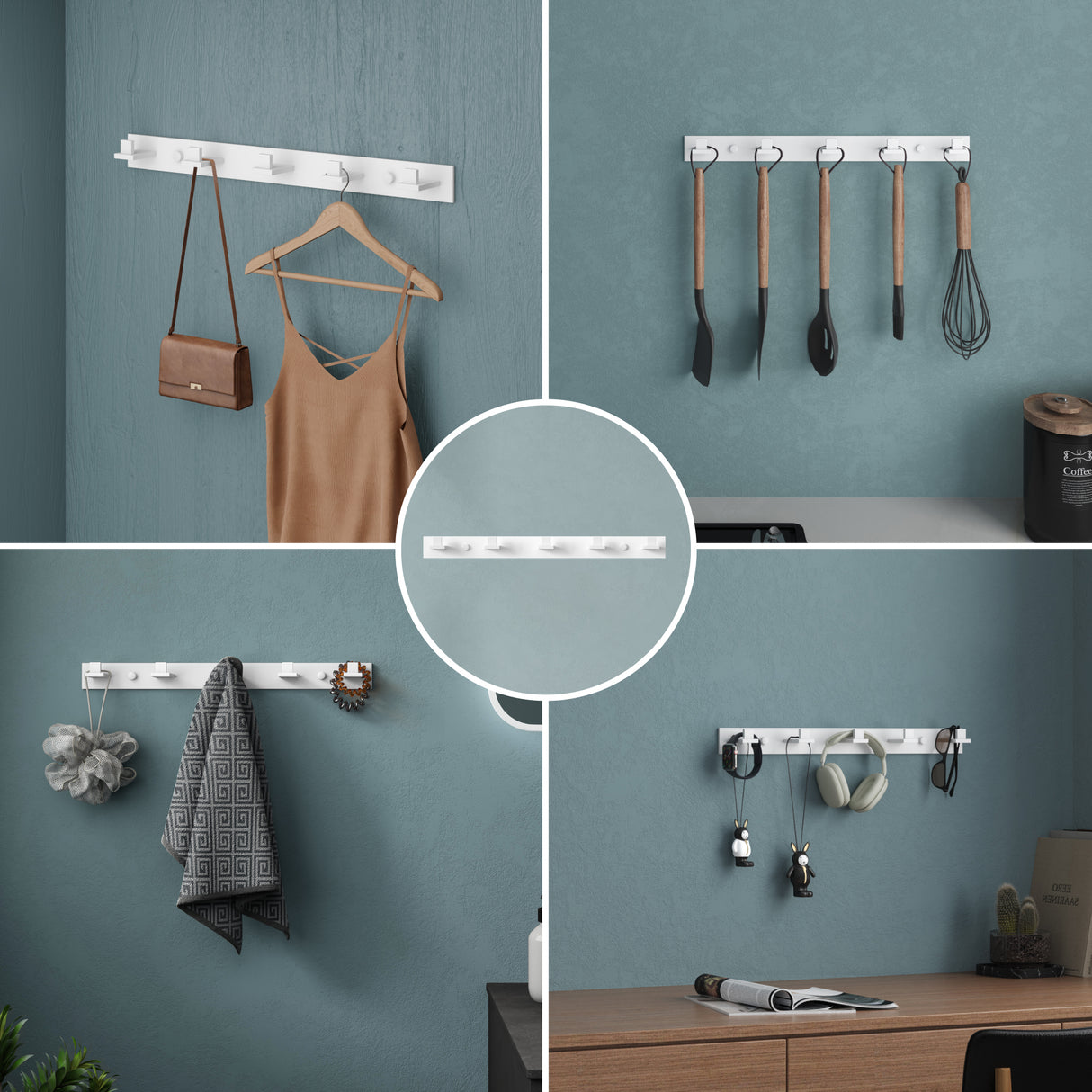 glasvilla Appendiabiti da Parete in Acciaio Inossidabile 304, Attaccapanni da Muro per Camera da Letto, Ingresso, Cucina, Stalo-06+Stalo-07