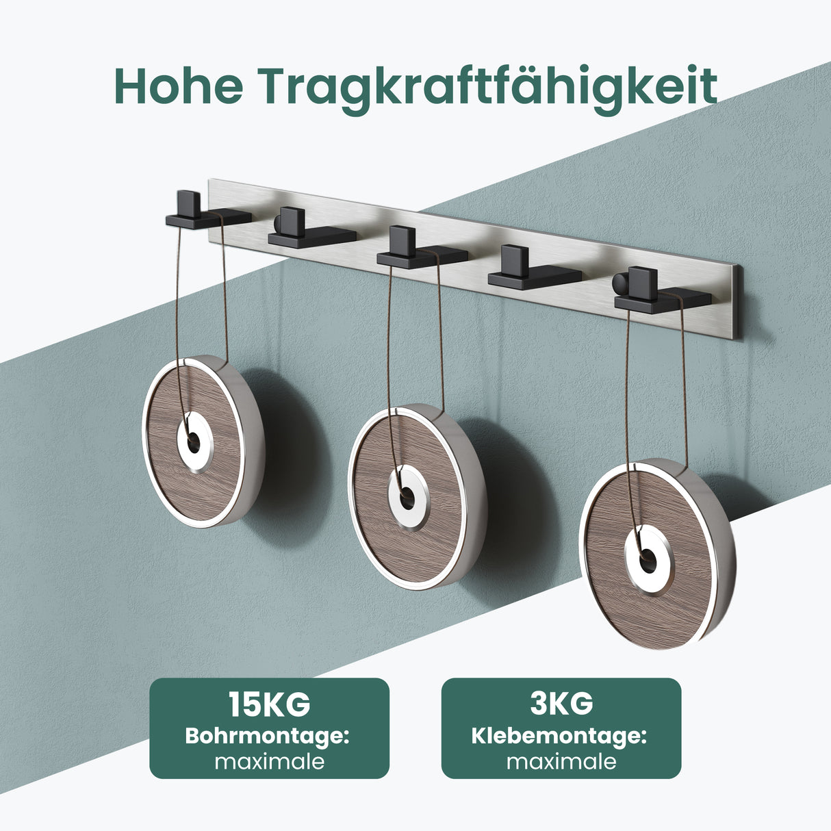 glasvilla Appendiabiti da Parete in Acciaio Inossidabile 304, Attaccapanni da Muro per Camera da Letto, Ingresso, Cucina, Stalo-06+Stalo-07