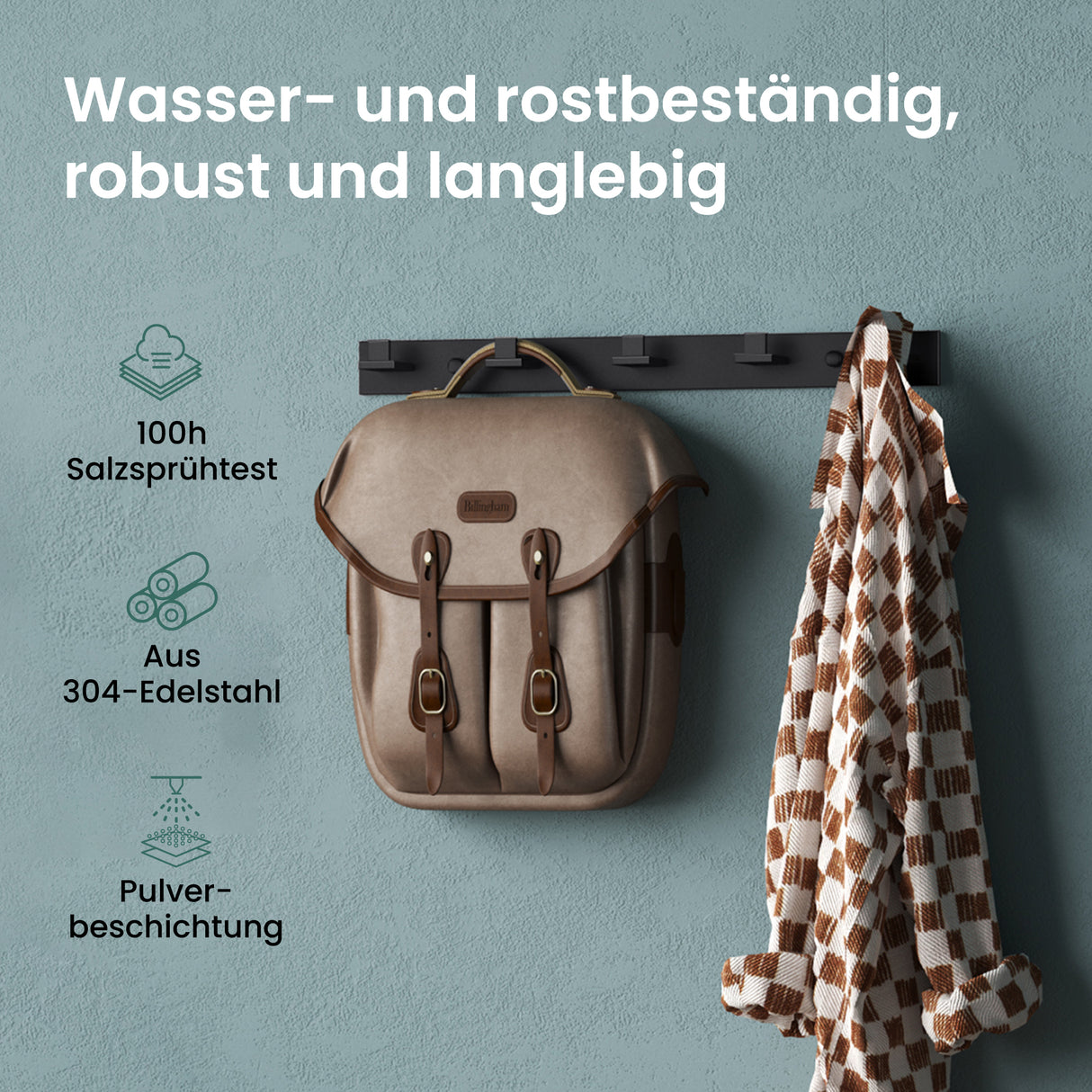 glasvilla Appendiabiti da Parete in Acciaio Inossidabile 304, Attaccapanni da Muro per Camera da Letto, Ingresso, Cucina, Stalo-06+Stalo-07