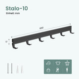 glasvilla Garderobenleiste mit verstellbaren Haken, Kleiderhaken aus Aluminium, Wandgarderobe Garderobenhaken Stalo-10