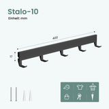 glasvilla Garderobenleiste mit verstellbaren Haken, Kleiderhaken aus Aluminium, Wandgarderobe Garderobenhaken Stalo-10