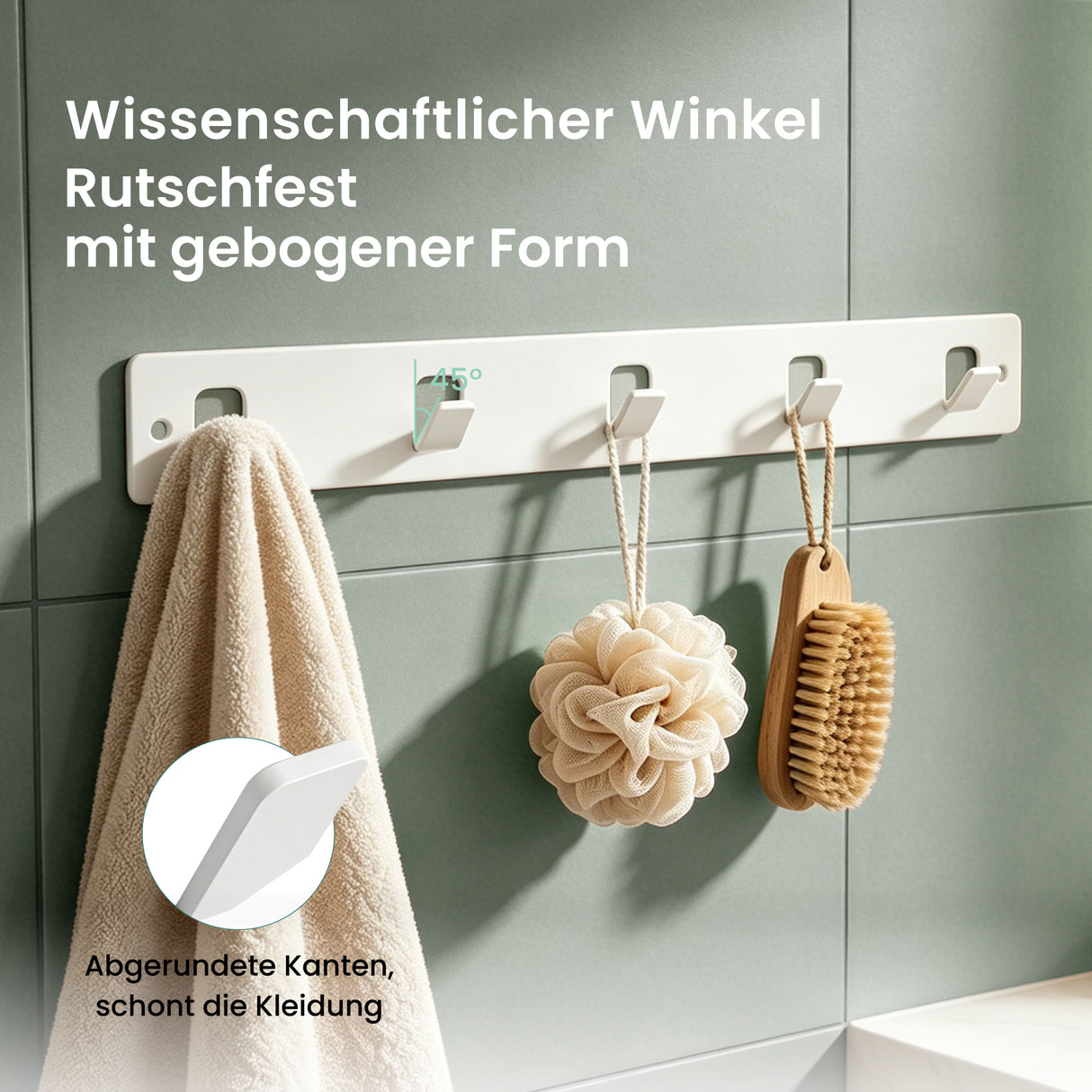glasvilla  Kleiderhaken ohne Bohren Wandgarderobe Wandhaken mit 5 Haken Garderobenleiste Garderobenhaken  Stalo-14