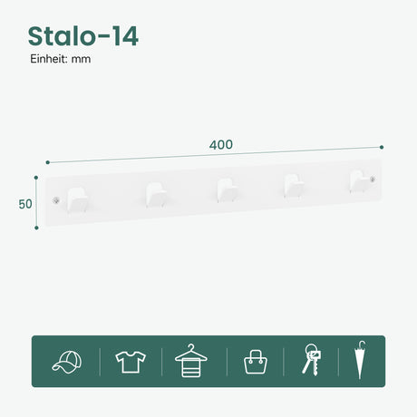 glasvilla Appendiabiti da Parete con 5 Ganci, Attaccapanni da Muro in Metallo, Strato Antiruggine, Ganci Appendiabiti per Camera da Letto, Ingresso, Cucina, Bagno, Stalo-14