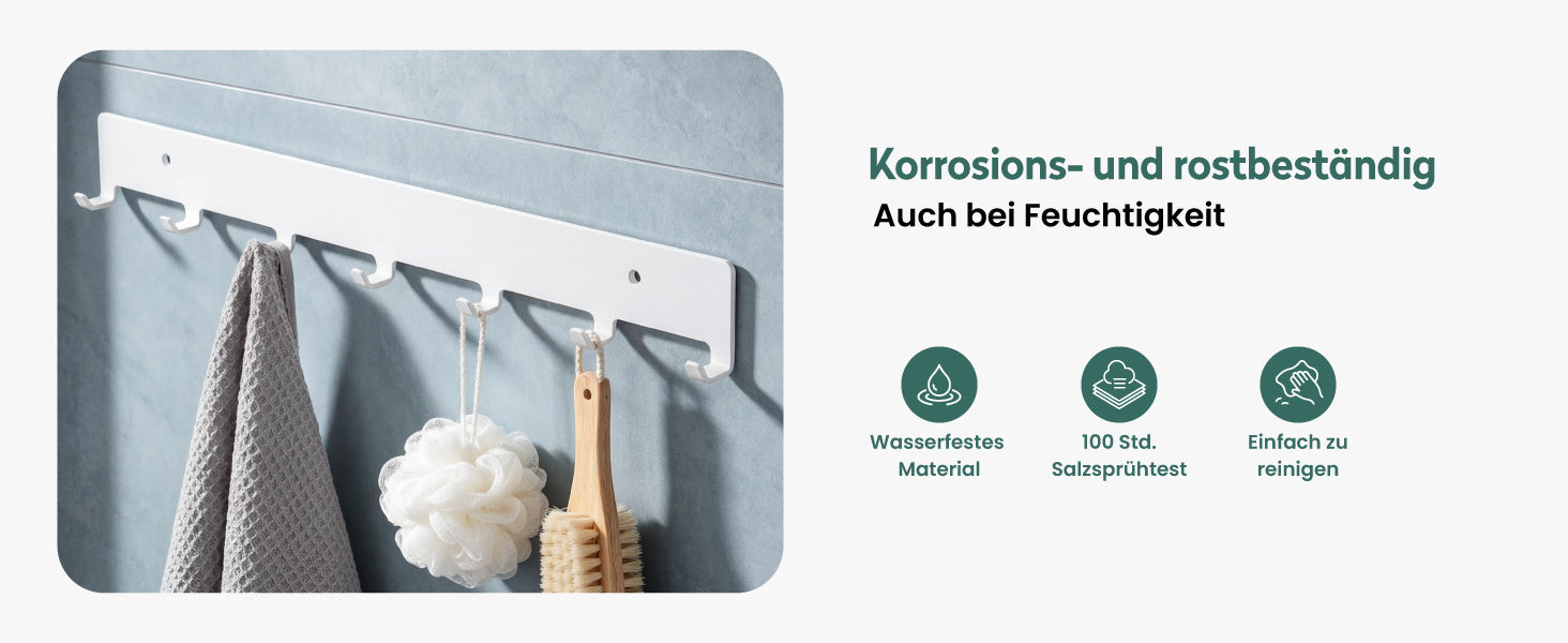 glasvilla Patère à vêtement, patère murale à percer ou à coller, avec 7 crochets, porte-manteau mural Stalo-17