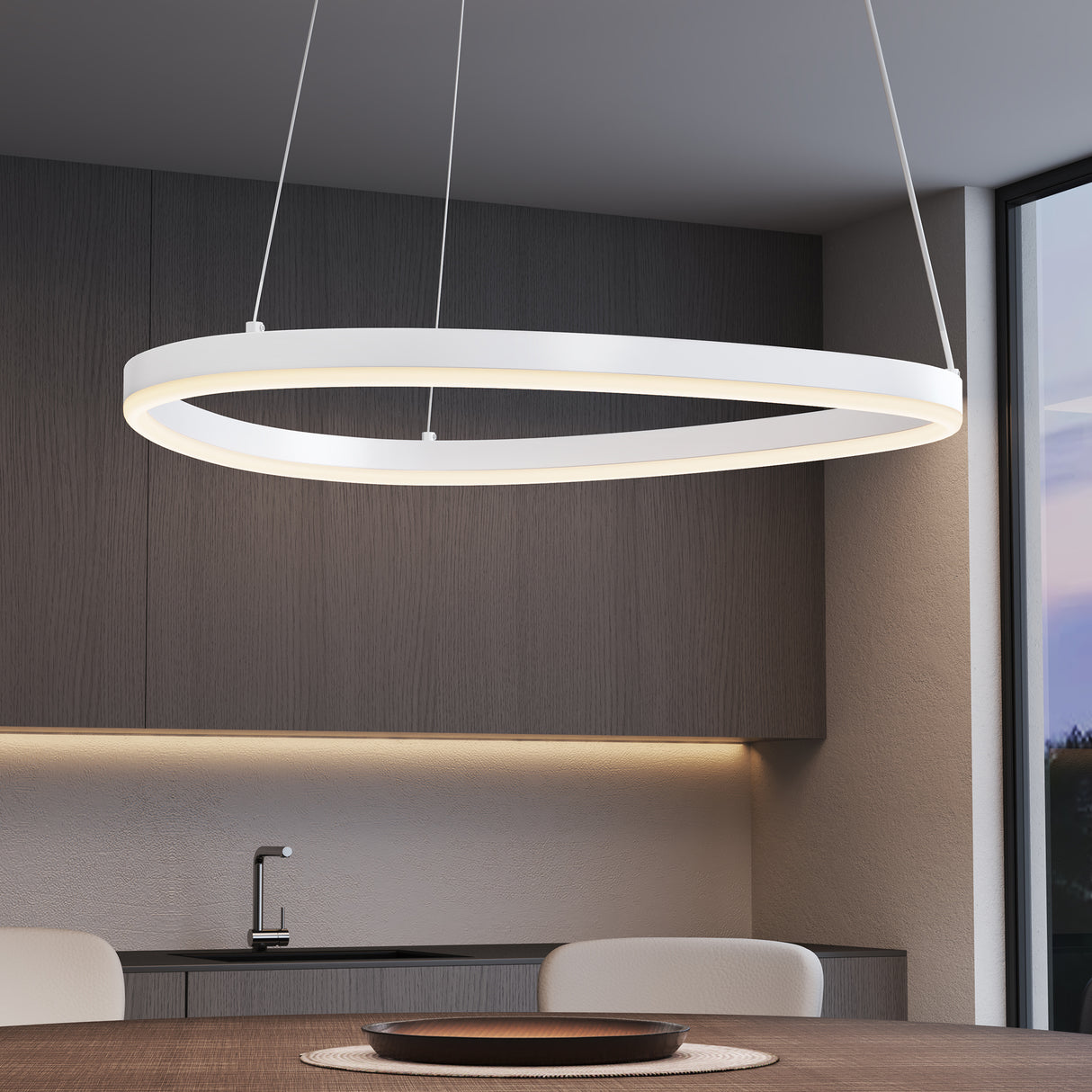 glasvilla Lampadario a Sospensione 16W, 50CM, Lampada da Soffitto a Sospensione 3000K/4000K/6000K con Cavo Regolabile per Camera da Letto e Soggiorno
