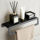 glasvilla Porte-serviettes avec étagère, porte-serviettes mural à percer ou à coller, porte-serviettes pour salle de bain et cuisine Tavrin-04