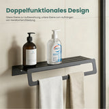 glasvilla Porte-serviettes avec étagère, porte-serviettes mural à percer ou à coller, porte-serviettes pour salle de bain et cuisine Tavrin-04