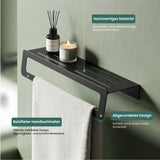 glasvilla Porte-serviettes avec étagère, porte-serviettes mural à percer ou à coller, porte-serviettes pour salle de bain et cuisine Tavrin-04