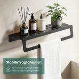 glasvilla Porte-serviettes avec étagère, porte-serviettes mural à percer ou à coller, porte-serviettes pour salle de bain et cuisine Tavrin-04