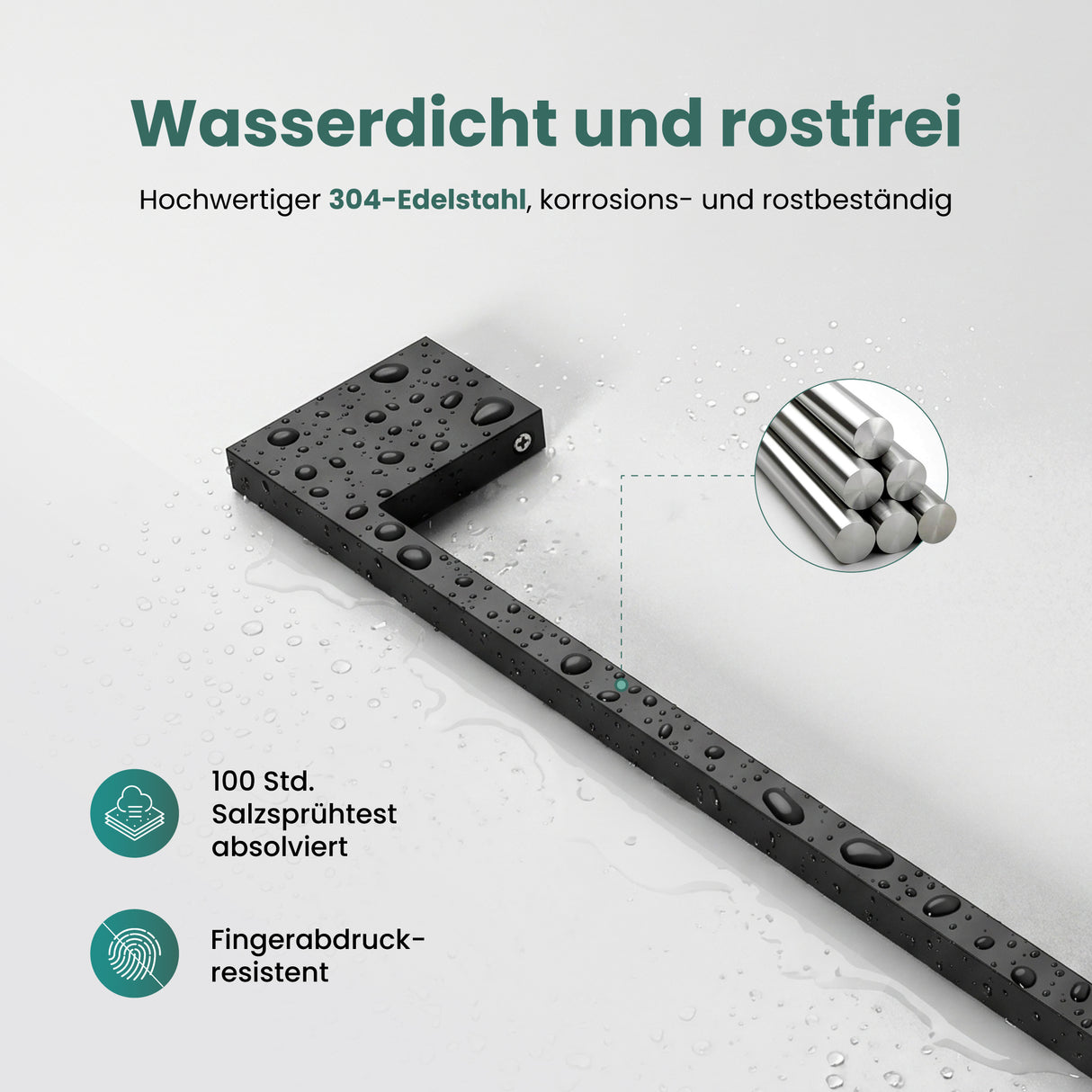 glasvilla Handtuchhalter aus Edelstahl, Handtuchstange  38cm | Hantuchhalterung Wandmontage für Bad & Küche, Badetuchhalter Einarmig Tavrin-05