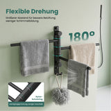 glasvilla Handtuchhalter 180° Schwenkbar 3-armig aus Edelstahl  Handtuchhalterung Badetuchhalter ohne Bohren oder mit Bohren, 3-Stangen Handtuchstange für Bad und Küche, Tavrin-06