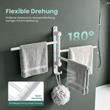 glasvilla Handtuchhalter 180° Schwenkbar 3-armig aus Edelstahl  Handtuchhalterung Badetuchhalter ohne Bohren oder mit Bohren, 3-Stangen Handtuchstange für Bad und Küche, Tavrin-06