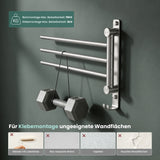 glasvilla Handtuchhalter 180° Schwenkbar 3-armig aus Edelstahl  Handtuchhalterung Badetuchhalter ohne Bohren oder mit Bohren, 3-Stangen Handtuchstange für Bad und Küche, Tavrin-06