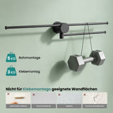 glasvilla Handtuchhalter ohne Bohren, 360° schwenkbar,  Wand-Handtuchhalter aus Aluminium, 60,7 cm, selbstklebend oder zum Bohren, verstellbar, für Hand- & Badetücher, Tavrin-08