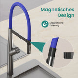 glasvilla Küchenarmatur Spültischarmatur aus Edelstahl, Küchenwasserhahn mit Einhebelmischer und magnetischer Geschirrbrause, 360° Schwenkbar Turnix-01