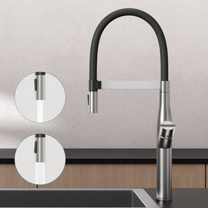 glasvilla Robinet de cuisine, mitigeur d'évier en acier inoxydable, mitigeur de cuisine avec douchette à vaisselle magnétique, pivotant à 360° Turnix-01