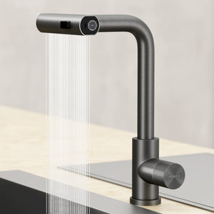 glasvilla Robinet de cuisine avec douchette extractible, mitigeur de cuisine pivotant à 360° avec 3 modes de pulvérisation, mitigeur d'évier en acier inoxydable Turnix-02