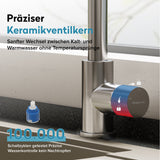 glasvilla Wasserhahn Küche Küchenarmatur mit Brause Ausziehbar, Küchenwasserhahn 360°Schwenkbar 3 Sprühfunktionen, Mischbatterie Spültischarmatur aus Edelstahl Turnix-02