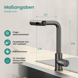 glasvilla Rubinetto per Cucina, 3 Modalità con Doccetta Estraibile, Rubinetto Lavello Cucina in Acciaio Inossidabile 304 con Cartuccia Ceramica, Tubi e Accessorri, Design Moderno Turnix-02