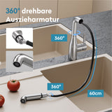glasvilla Robinet de Cuisine avec Douchette Extractible, Mitigeur Évier Pivotant à 360°, Robinetterie en Acier Inoxydable Turnix-04