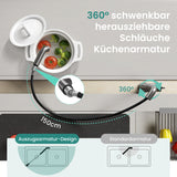 glasvilla Rubinetto per Cucina, 2 Modalità con Doccetta Estraibile, Rubinetto Lavello Cucina in Acciaio Inossidabile 304 con Cartuccia Ceramica, Tubi e Accesorri, Turnix-04