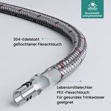 glasvilla Wasserhahn Küche Küchenarmatur mit Brause Ausziehbar, Küchenwasserhahn 360°Schwenkbar, Mischbatterie Spültischarmatur aus Edelstahl Turnix-04