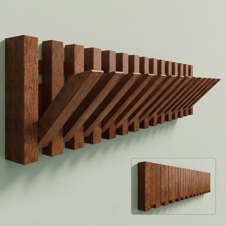 glasvilla patère murale en bois avec 7 crochets pliables magnétiques portemanteau Twigro-01