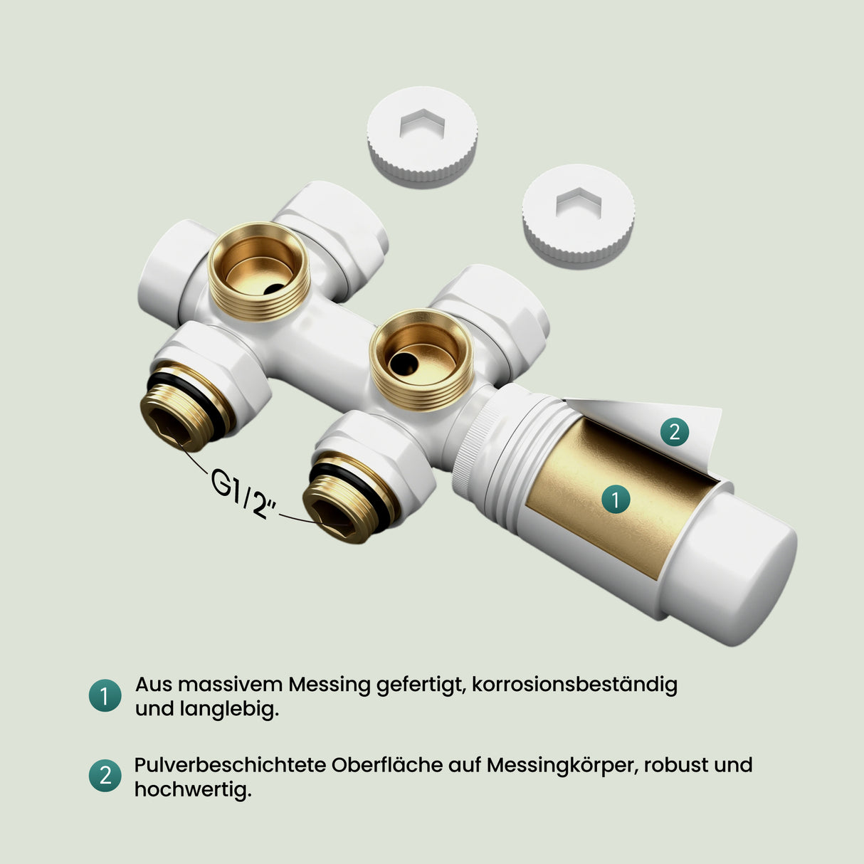 glasvilla Robinet de Radiateur avec Régulateur et Réglage de la Température de 6° à 28° Robinet Thermostatique