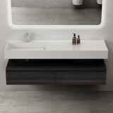 Ensemble de meubles de salle de bain Glasvilla, meuble sous-vasque avec meuble bas 150 x 48 x 25 cm, tiroirs à fermeture amortie et vasque en fonte minérale UP