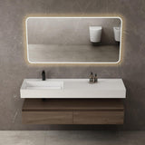 Ensemble de meubles de salle de bain Glasvilla, meuble sous-vasque avec meuble bas 150 x 48 x 25 cm, tiroirs à fermeture amortie et vasque en fonte minérale UP