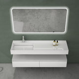 Ensemble de meubles de salle de bain Glasvilla, meuble sous-vasque avec meuble bas 150 x 48 x 25 cm, tiroirs à fermeture amortie et vasque en fonte minérale UP